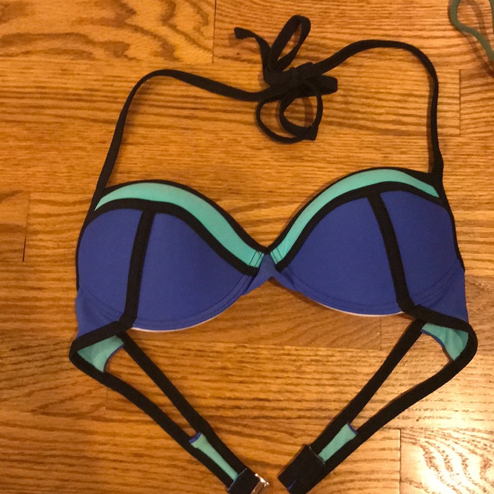 blue and teal bikini top push up
